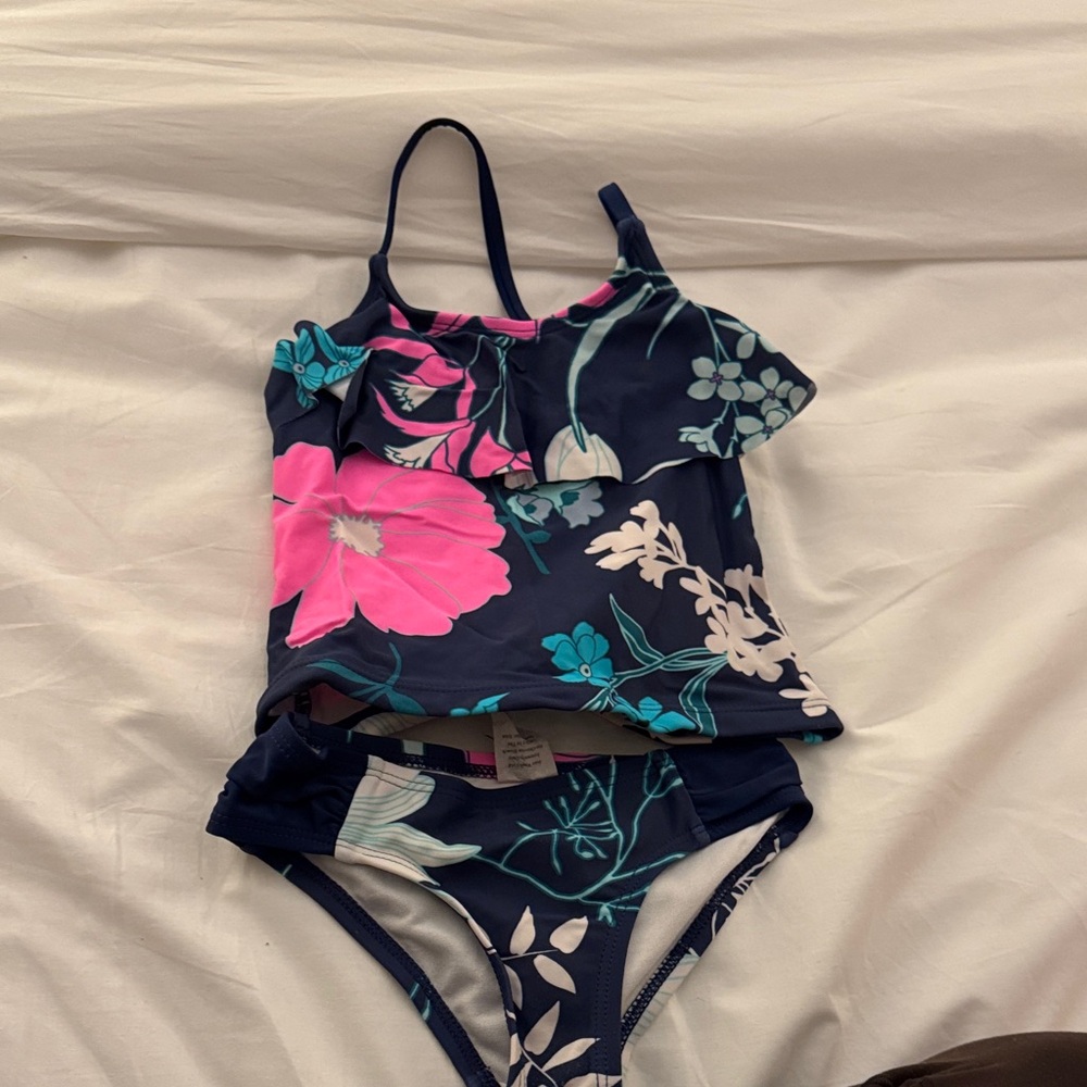 Kanu Surf Navy and Pink Floral Kids Bikini